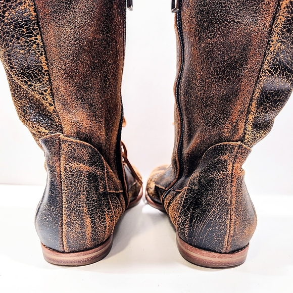 Sibyl Vane Distressed Leather Knee High Riding Boots Women 37 Equestrian Gaucho - Picture 7 of 15